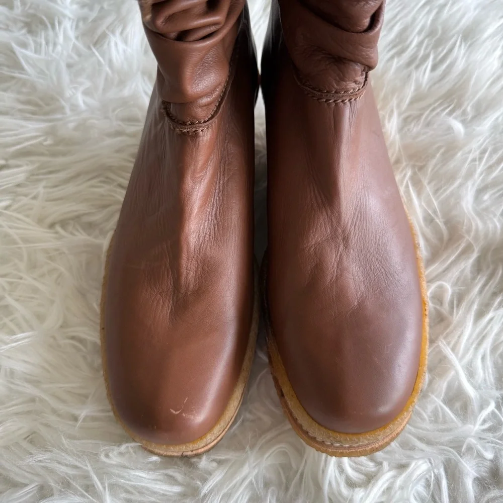 Vintage Stuart Weitzman Shearling Trim Wedge Boots